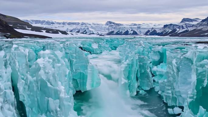 冰川融化形成的冰河带