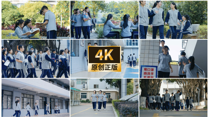 学生看书打招呼下课校园画面