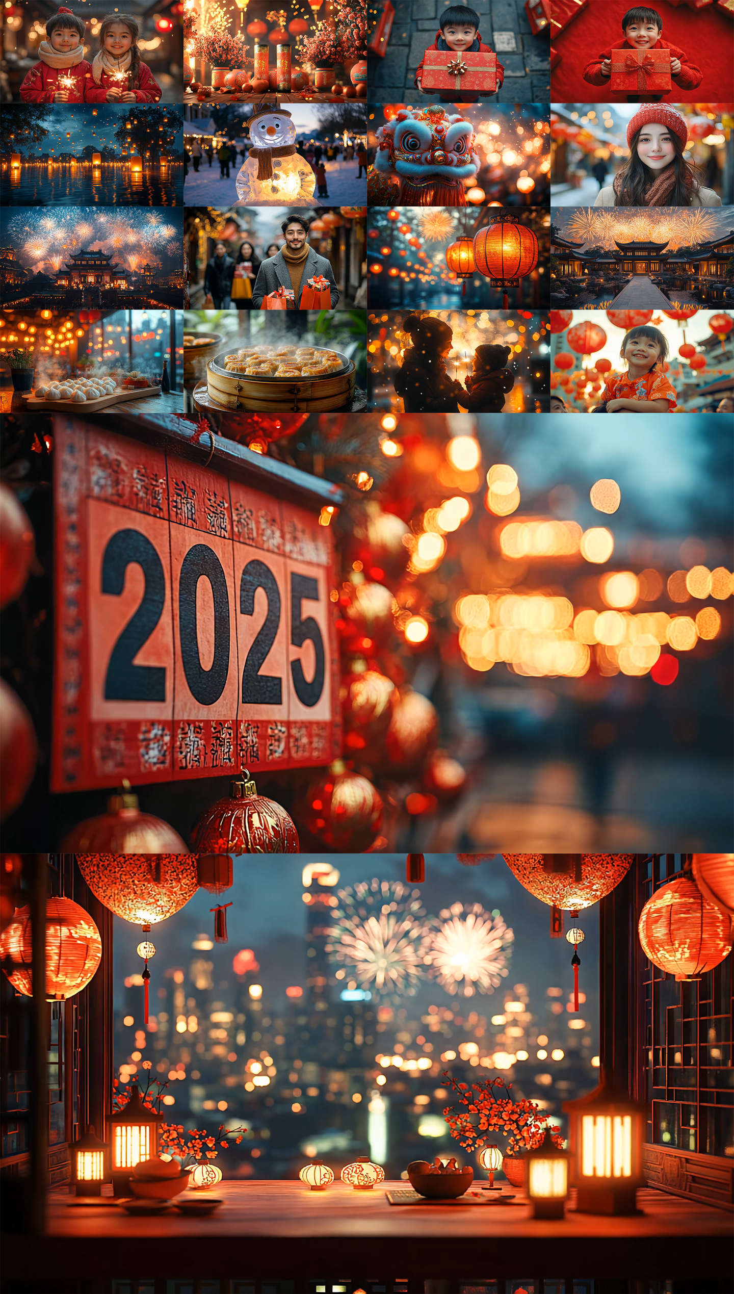 新年快乐热闹氛围团圆团聚合集