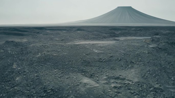 火山灰覆盖的荒凉地面