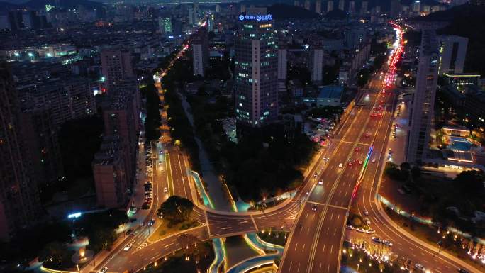 台州市椒江区，葭沚大转盘，夜景