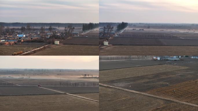 4k航拍冬季西北农村