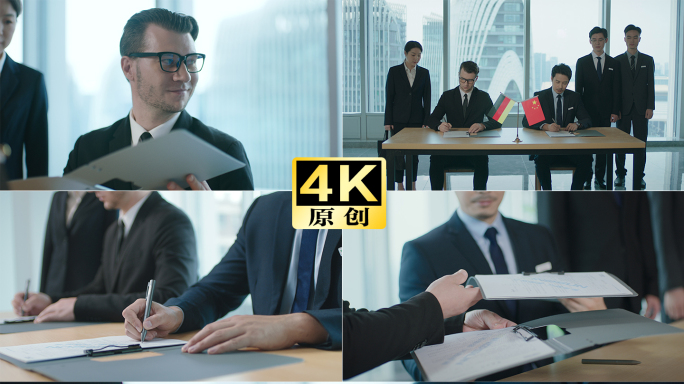 外商签约 商务签约 中外合作 握手