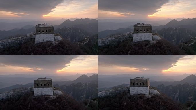 箭扣长城火烧云