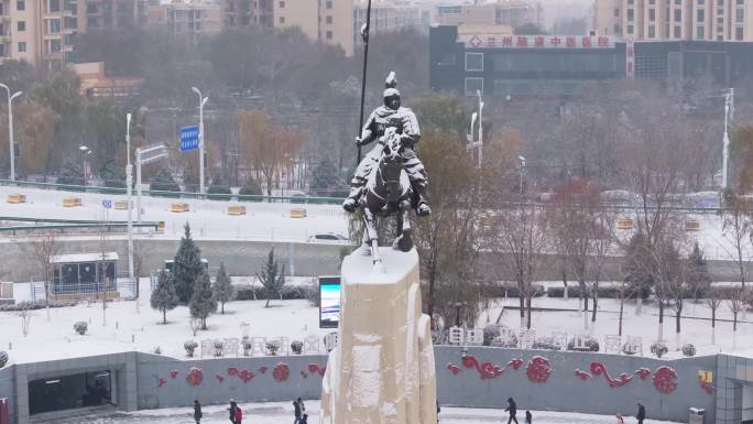 4K霍去病公园雪景航拍