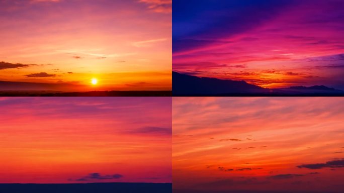 晚霞映红的黄昏天空