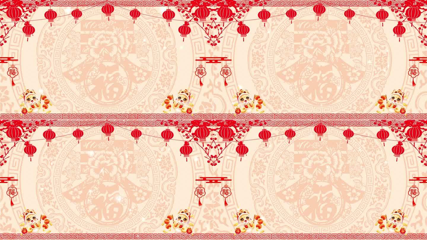 2025蛇年新年剪纸背景循环