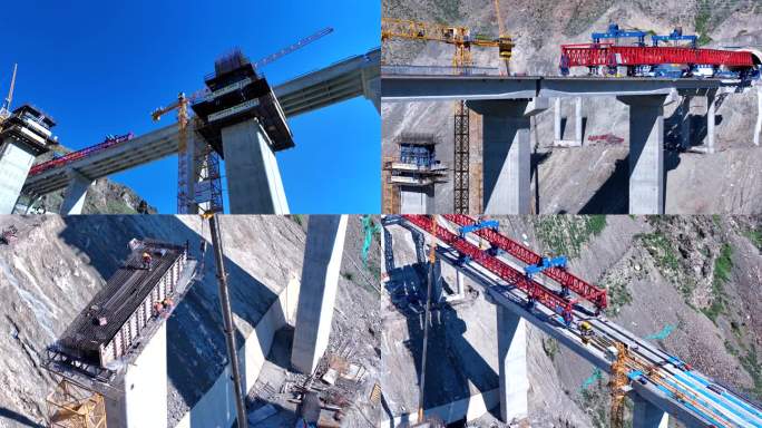 在建高速公路桥梁航拍4K