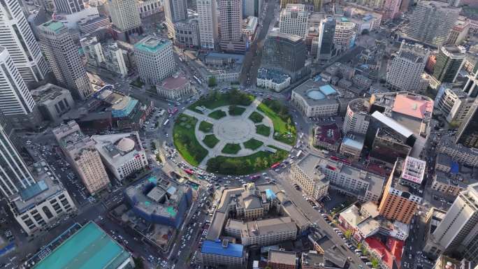 大连市中心中山广场航拍
