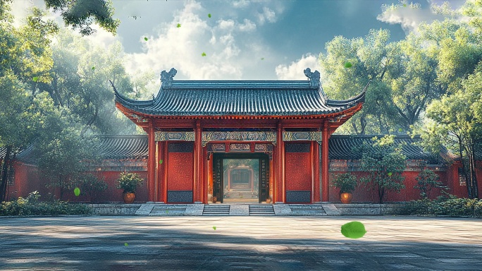 寺庙寺院佛地情景舞台背景