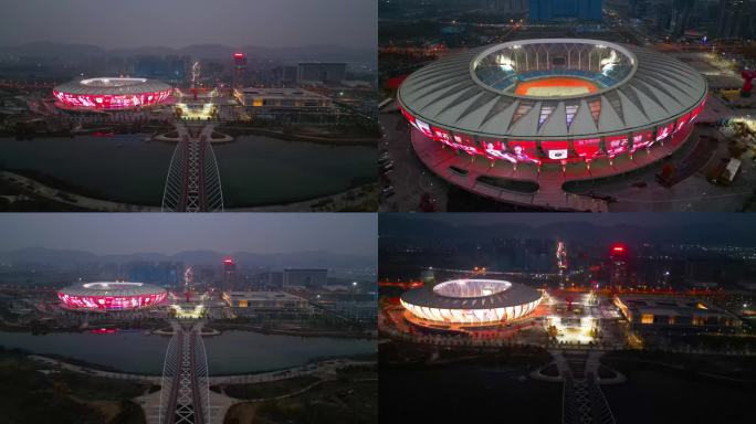 黄石奥林匹克体育中心夜景航拍2