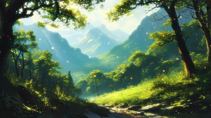 8K宽屏群山环绕之中一片郁郁葱葱的