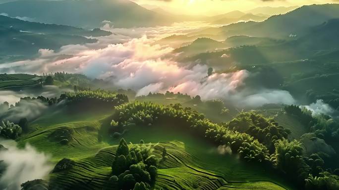 茶山春茶茶园茶叶茶绿茶采茶