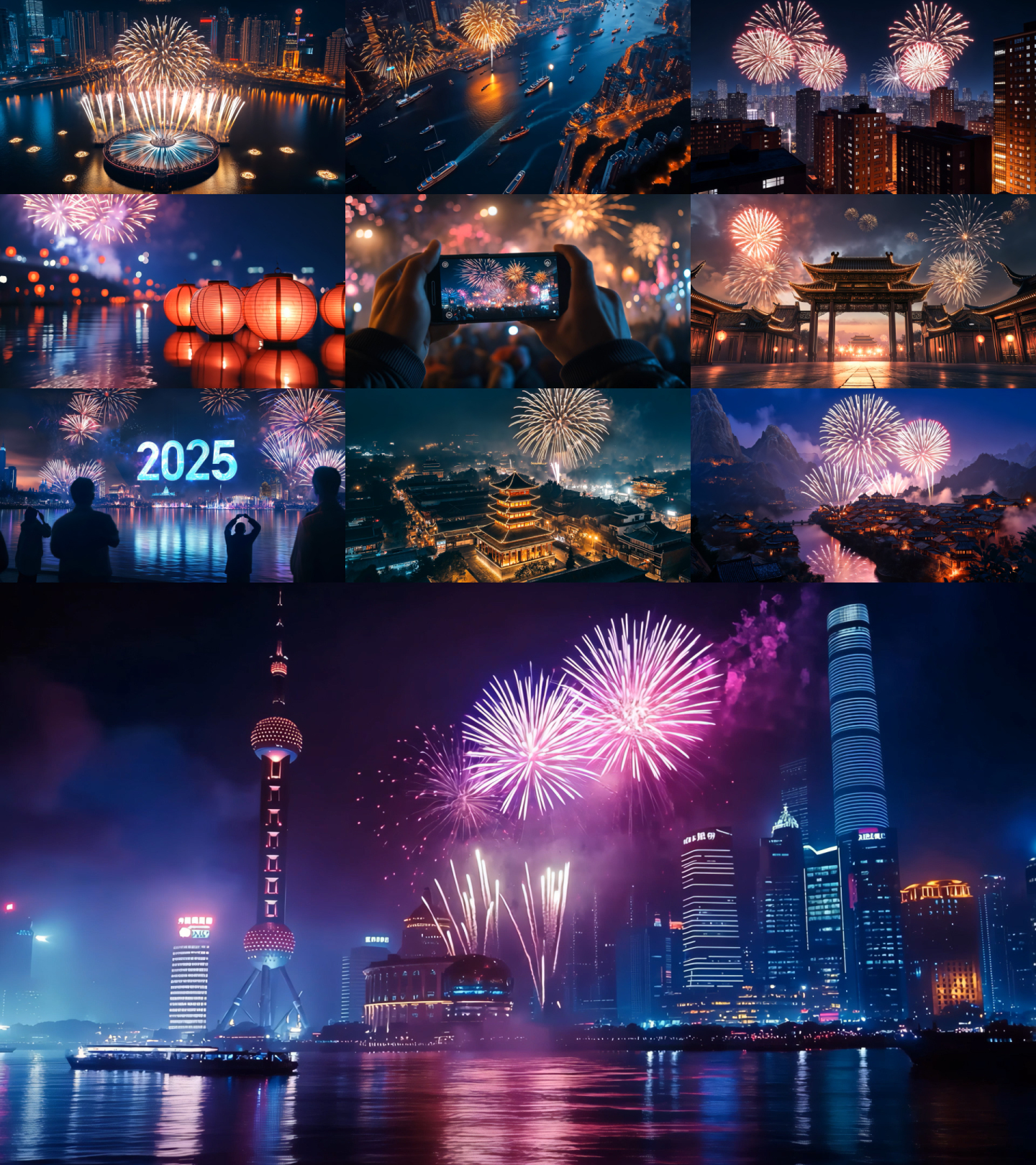 喜庆新年跨年元旦烟花秀爆竹合集