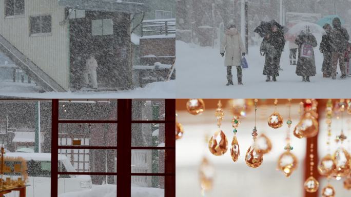 【4k】北海道小樽运河大雪