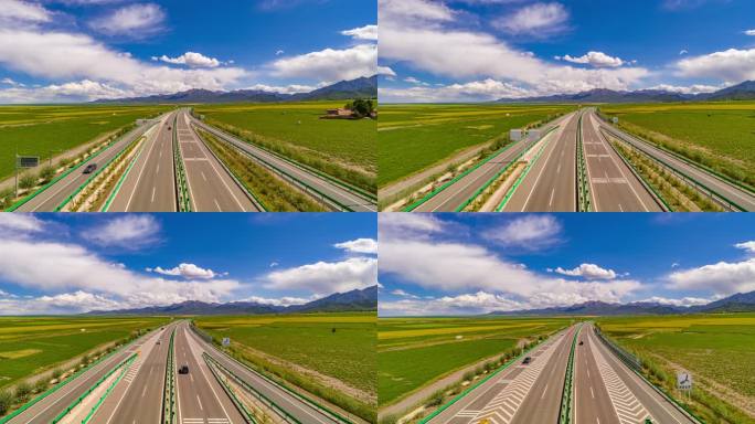 高速公路穿过草原