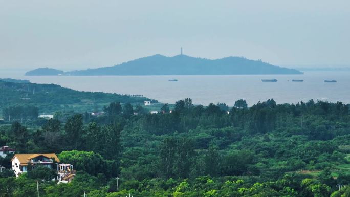 航拍巢湖红石咀公园湿地公园