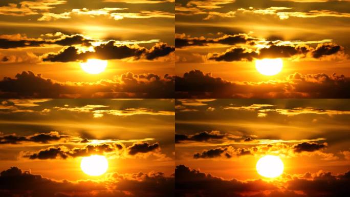 日出东方早晨太阳升起云层延时日落晚霞云海