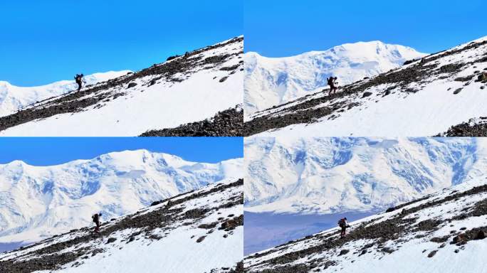 一个人正在攀登雪山 原创4K50帧