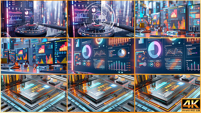 科技可视化数据系统数据图表 炫酷大屏体验