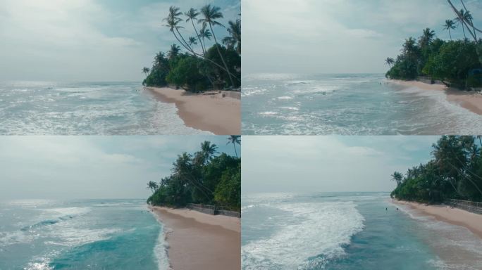 斯里兰卡加勒美瑞莎海边椰子树秋千航拍