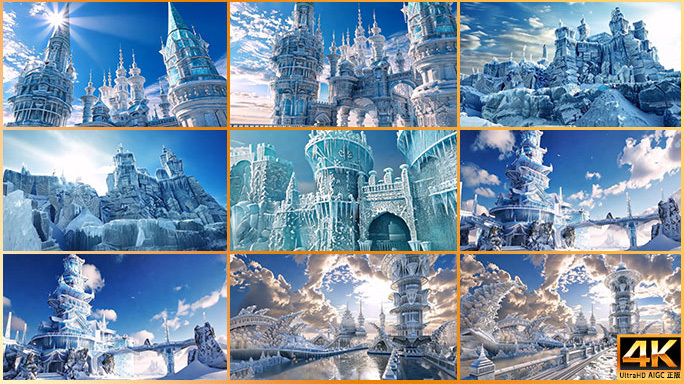 冰雪宫殿 梦幻冰雪王国 冬天童话世界片头