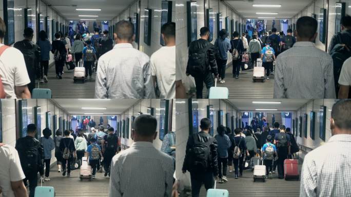 火车站乘客出站通道场景