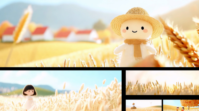 超宽屏 唯美卡通麦浪稻草人