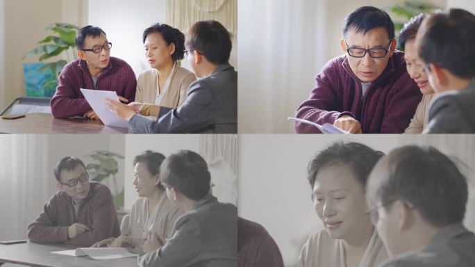 老人退休在家买养老保险签单业务人员家访