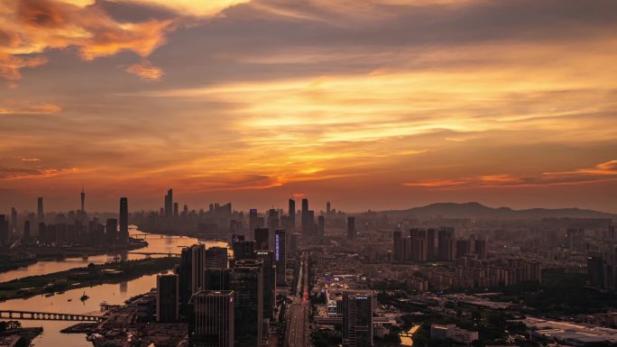 广州日落晚霞延时