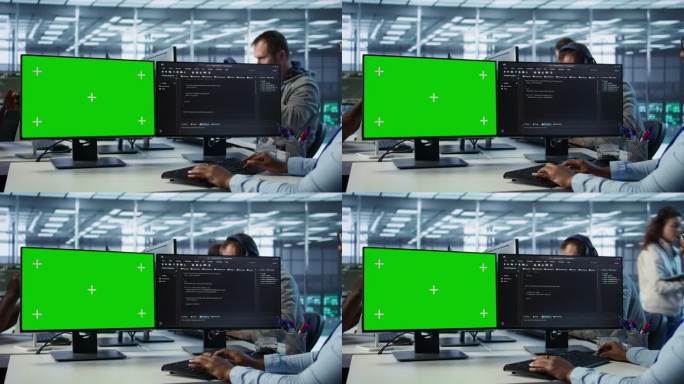 女性使用模拟电脑保护服务器免受病毒攻击。