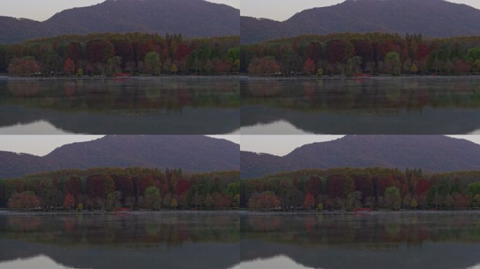 江苏南京灵山风景区前湖秋天秋色航拍