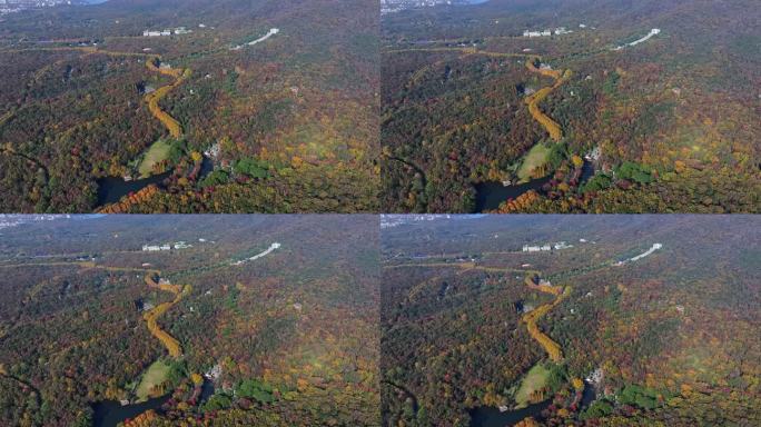 江苏南京中山陵灵山风景区音乐台秋色航拍