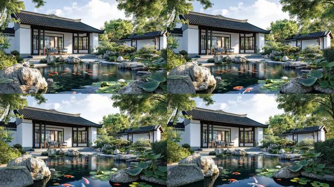 园林景观 高端房产 景观池 高端住宅