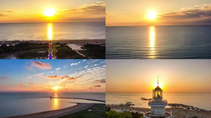 日照日出地标汇总圣钟灯塔海龙湾潮汐塔日出