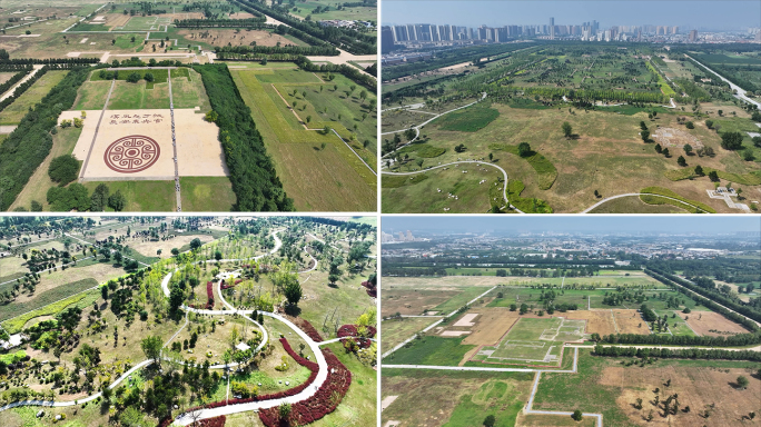 航拍西安市汉长安城未央宫国家考古遗址公园