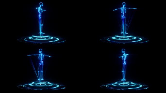 科技感全息投影人体骨骼视频素材