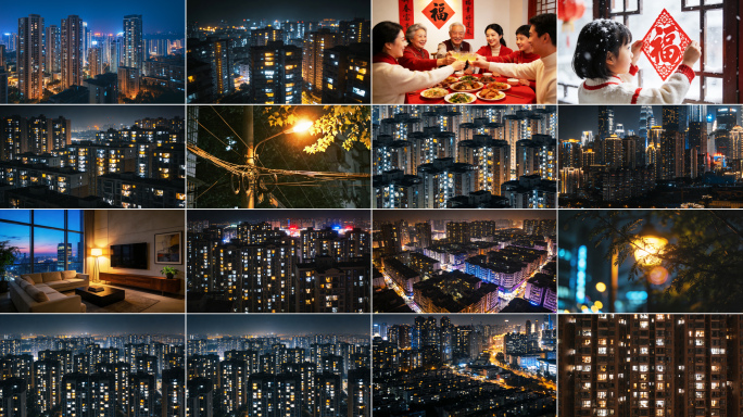 万家灯火春节新年过年城市夜晚城市夜景