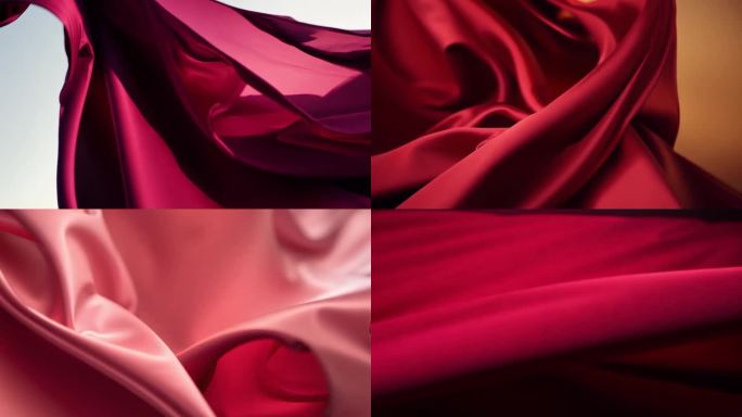 丝滑的红色丝绸 柔顺的丝绸 特写丝绸
