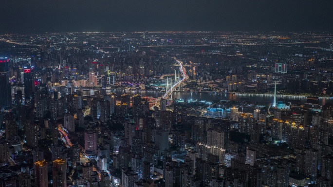 8K悟3上海南浦大桥浦西夜景航拍