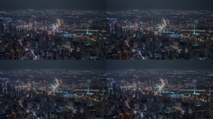 8K悟3上海南浦大桥浦西夜景航拍