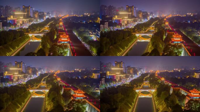 陕西西安城墙夜景