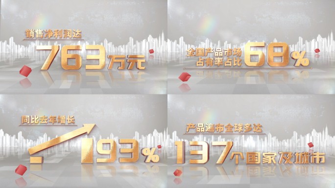 3D金色质感数据文字展示