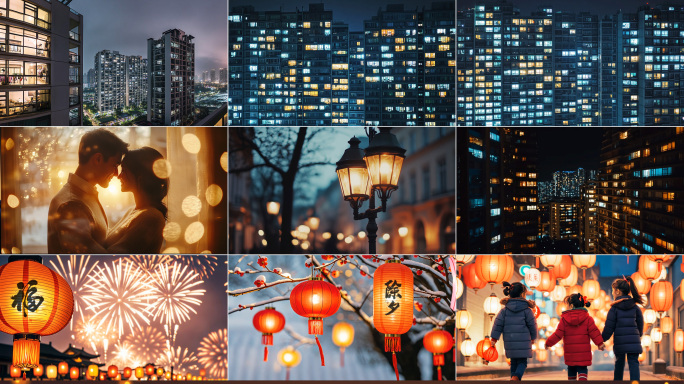 万家灯火春节新年过年城市夜晚城市夜景