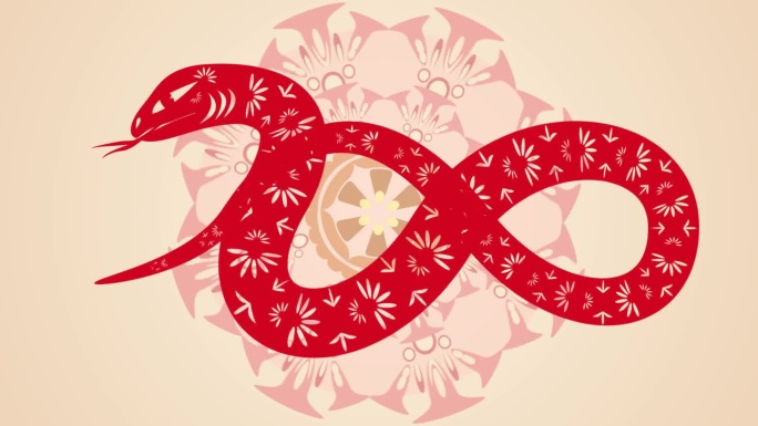 2025蛇年剪纸卡通MG动画喜庆花纹