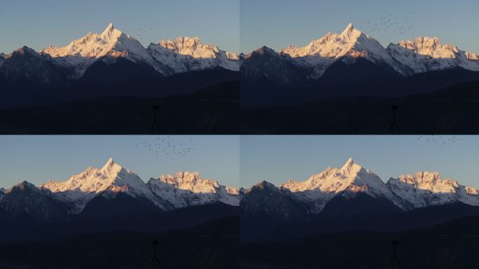 云南香格里拉梅里雪山飞来寺高空航拍