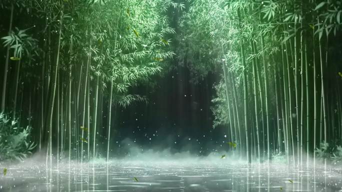 原创国风竹林LED大屏背景素材  循环