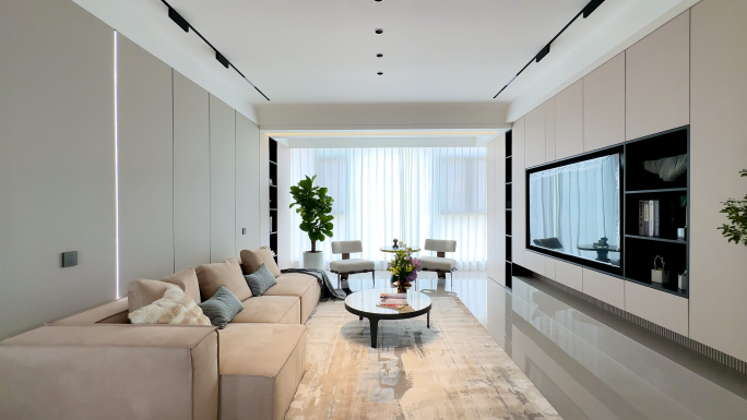 4K现代风格装修实景样板间大平层室内空镜