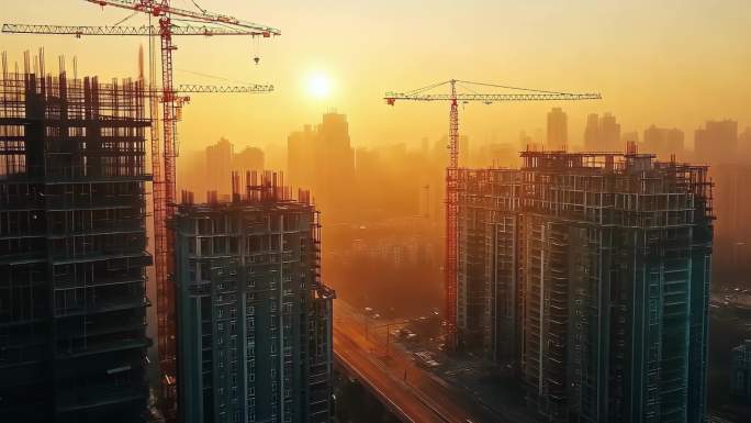 建筑工地工程师塔吊城市建设建筑工人