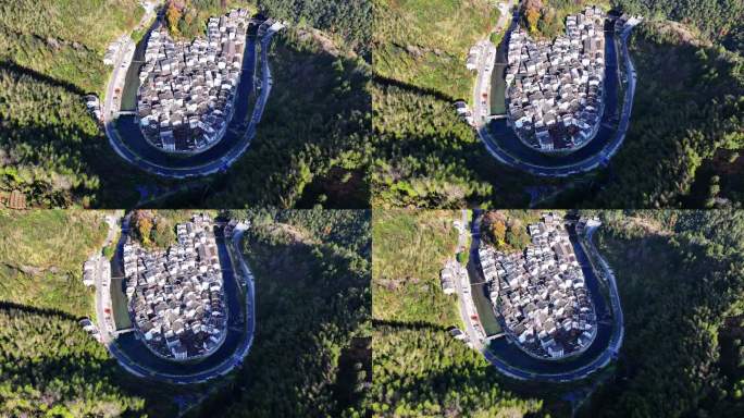 江西上饶婺源网红景点菊劲村晴天航拍